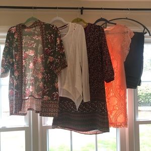 Lot of Cato 5 Medium dresses, shirts, and jeans.